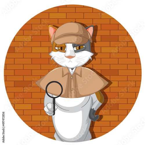 Detective wearing brown overcoat on white background
