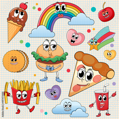 Seamless background design with food theme