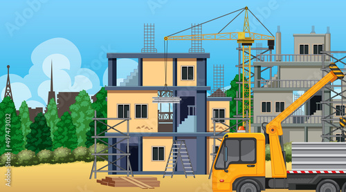 Building construction site scene