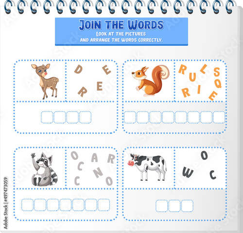 Arrange the letters in order with pictures