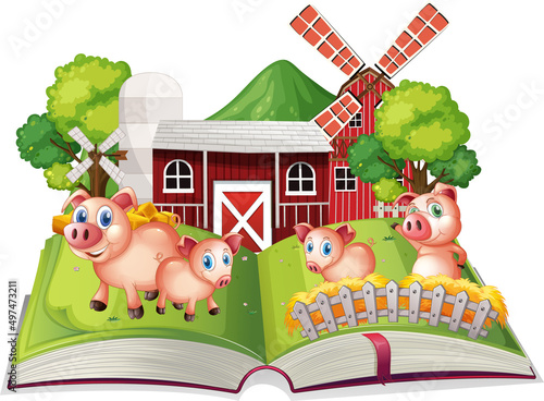 Storybook with pigs on the farm