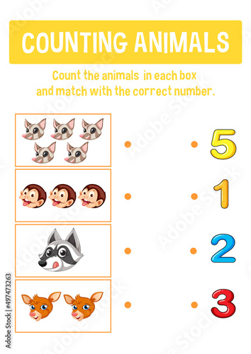 Worksheet design for counting animals