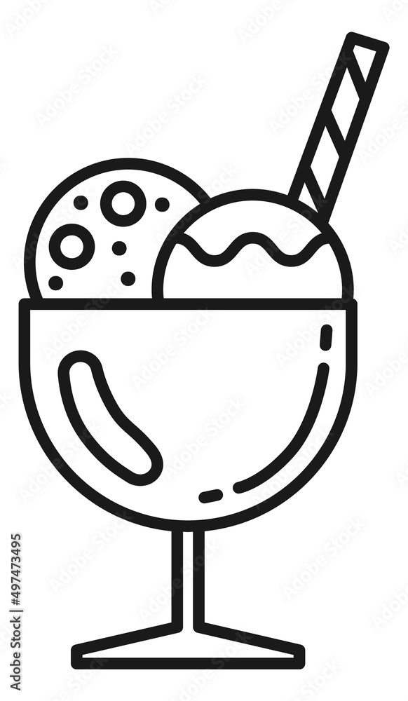 Ice cream glass icon. Sundae with frozen scoops. Sorbet Ice cream glass icon. Sundae with frozen scoops. Sorbet
