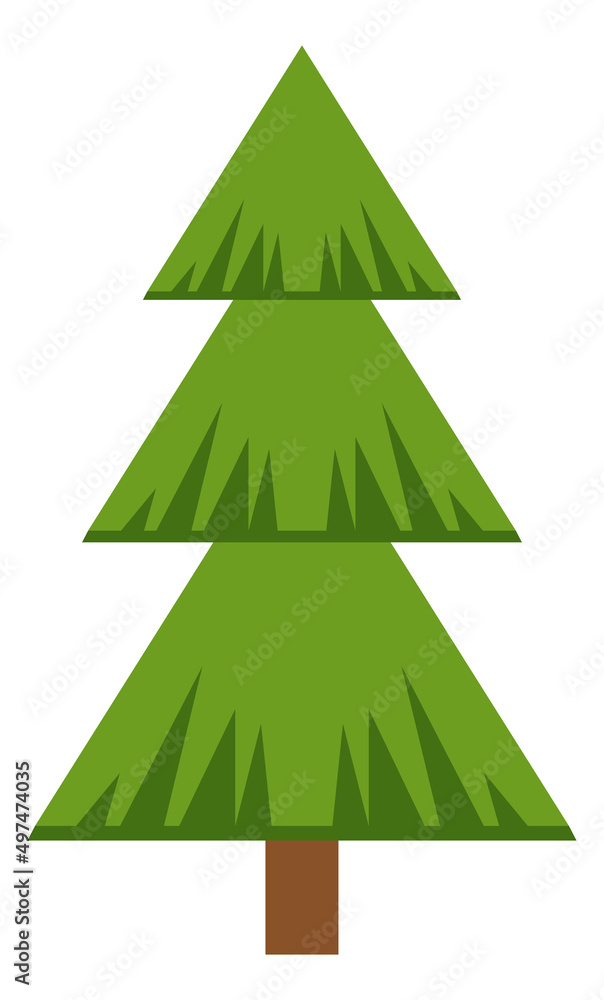 Obraz premium Green fir icon. Evergreen conifer tree. Pine symbol