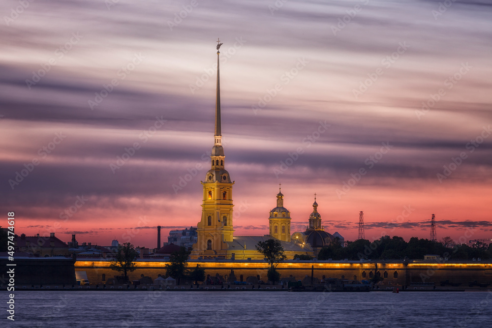 Peter and Paul Fortress at sunrise, Saint Petersburg, Russia