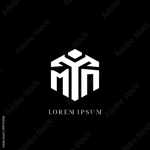 Initial MN logo hexagon shape geometric style