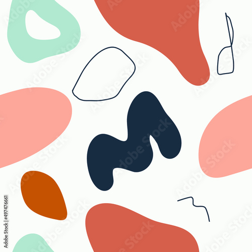 Abstract contemporary background, trendy pattern. Seamless pattern with brush strokes in pastel beige. Vector illustration for card, print on clothes.