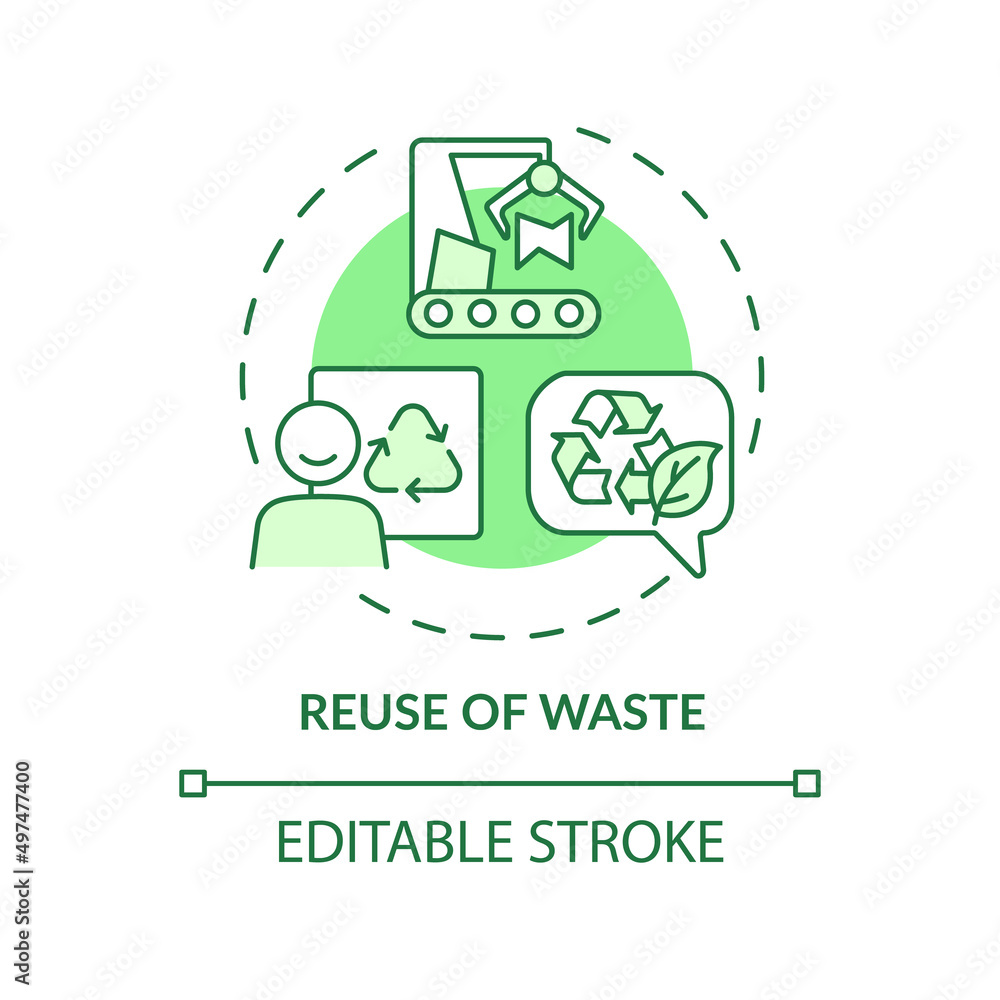 Reuse of waste green concept icon. Materials recycling. Cleaner ...