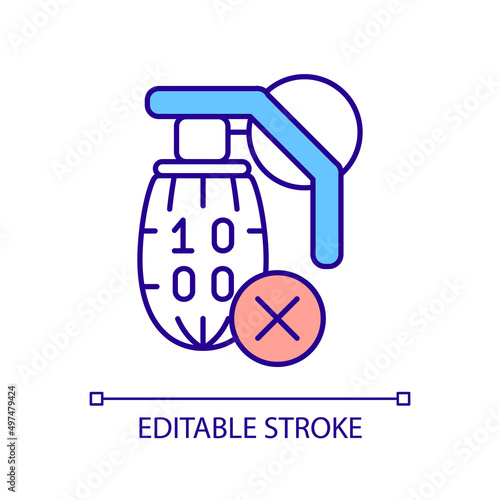 Prevent digital attack RGB color icon. Fighting misinformation. Avoid misleading. Information warfare. Isolated vector illustration. Simple filled line drawing. Editable stroke. Arial font used