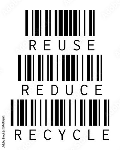 Reuse Reduce Recycle barcode text.