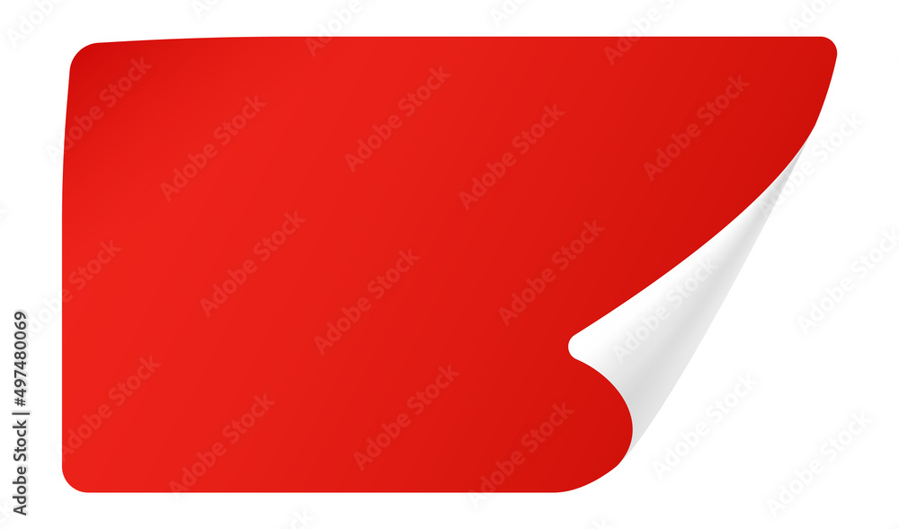 Realistic curled corner on red square paper mockup Realistic curled corner on red square paper mockup