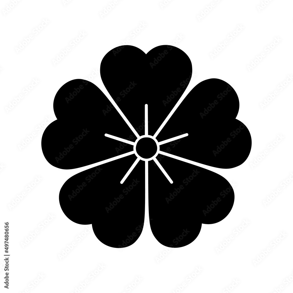Flower icon in flat style isolated on white background. Kamon Symbols of Japan. Spring symbol