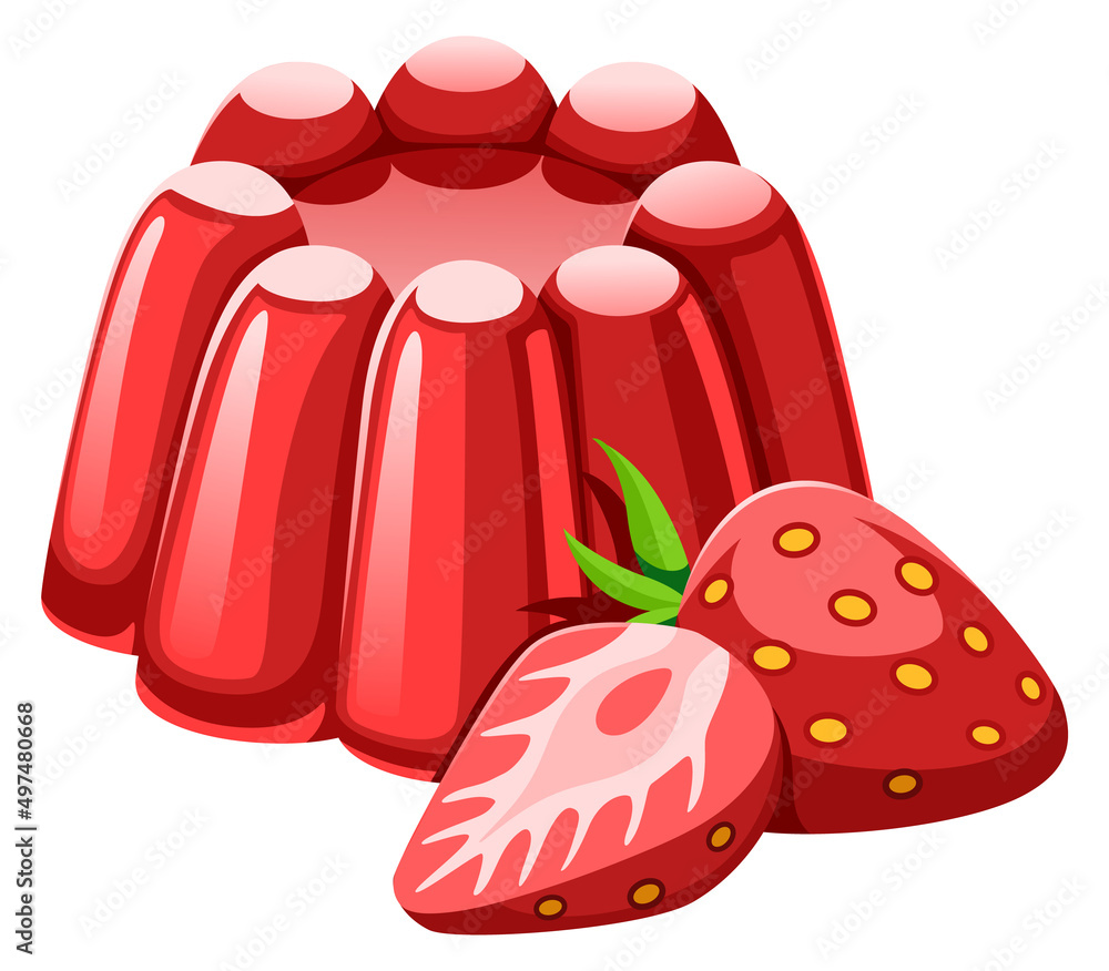 Strawberry jelly. Sweet berry dessert. Cartoon icon