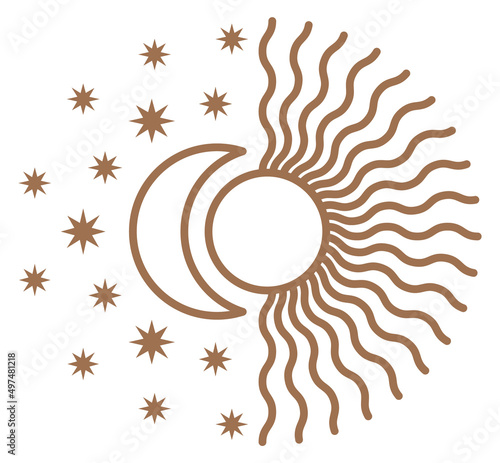 Ταπετσαρία Astrological sun and moon sign. Mythical cosmic symbol