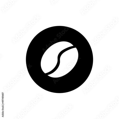 Coffee bean icon in black round