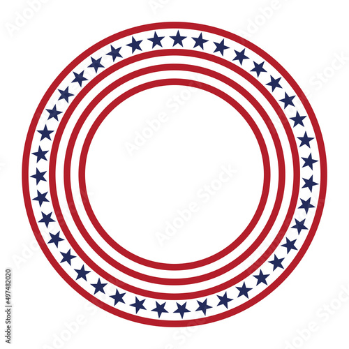 USA star vector pattern round frame. American patriotic circle border with stars and stripes pattern.