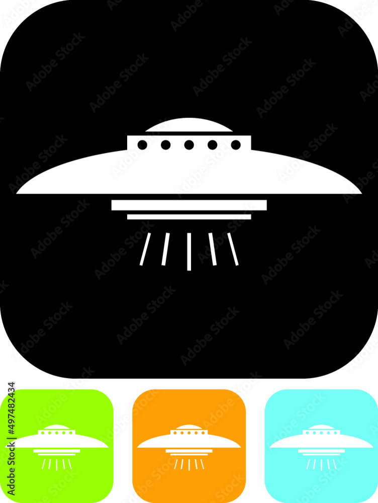 Fototapeta premium UFO sci-fi flying saucer vector icon isolated