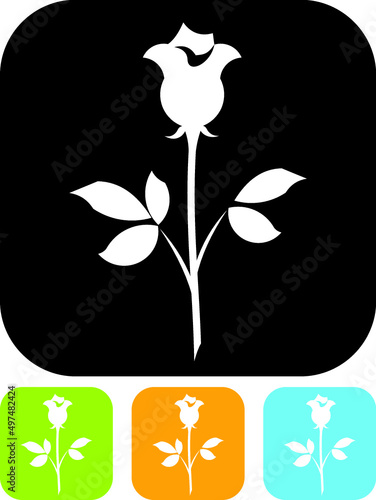 Rose vector icon isolated. Flower shop sign or logo