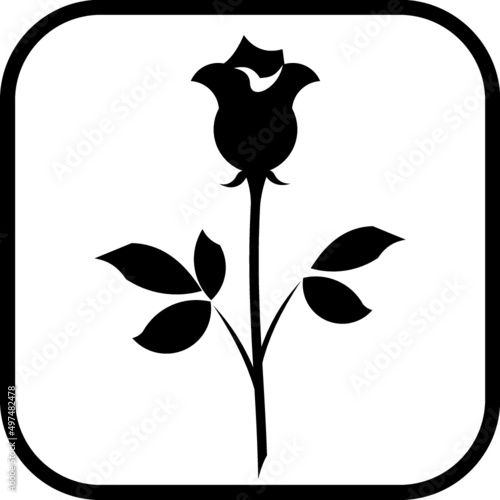 Rose vector icon isolated. Flower shop sign or logo