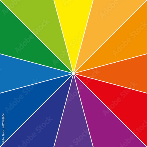 Color wheel or color circle with twelve colors
