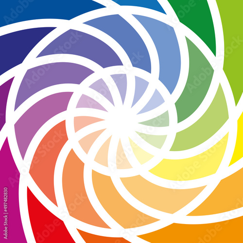 Color wheel or color circle with twelve colors