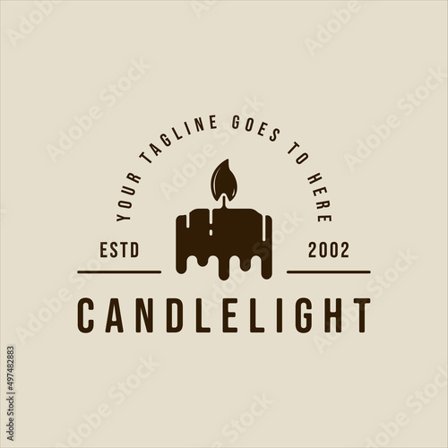 candle logo vintage vector illustration template icon graphic design. luxury retro wax light flame sign or symbol with typography style