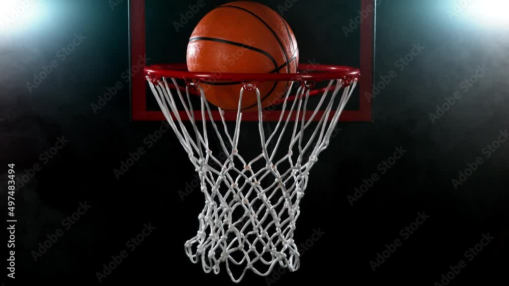 Super slow motion of basketball ball hitting the basket. Filmed on high speed cinema camera, 1000fps. Super slow motion of basketball ball hitting the basket. Filmed on high speed cinema camera, 1000fps.