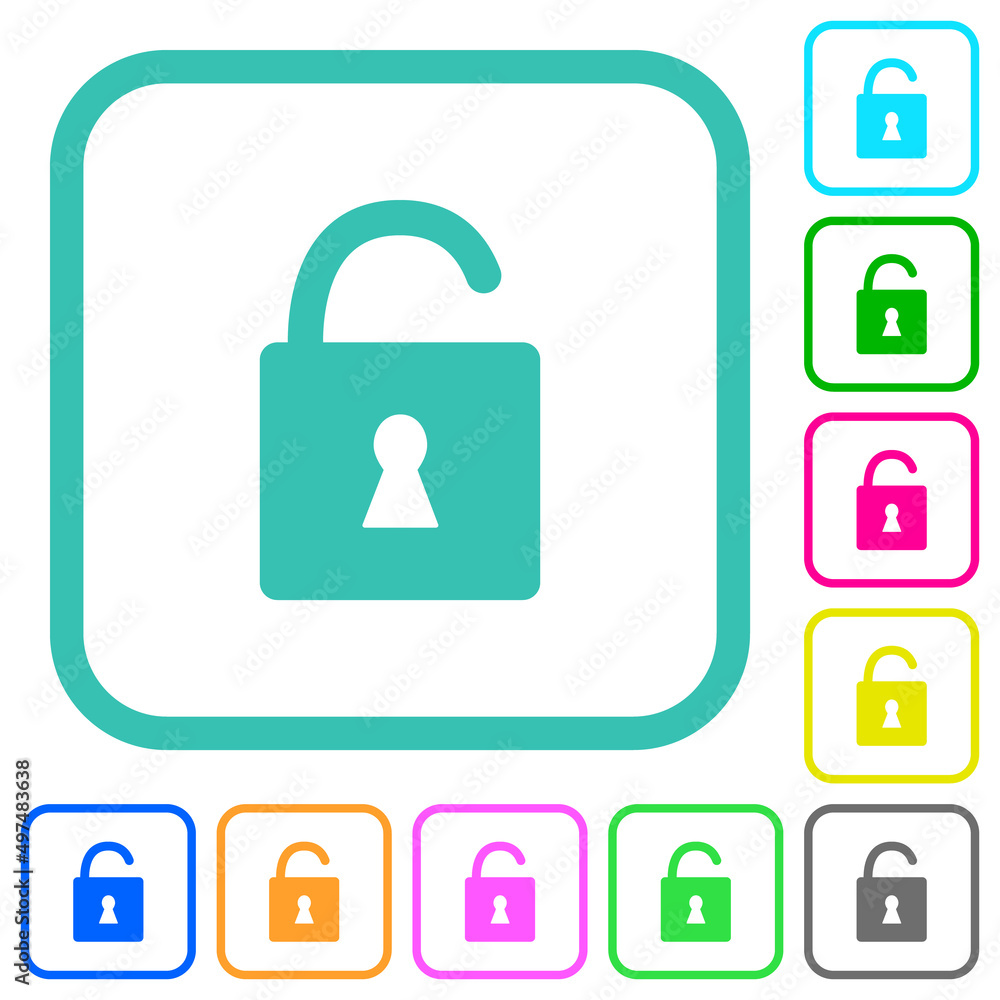 Unlocked padlock with keyhole vivid colored flat icons Unlocked padlock with keyhole vivid colored flat icons