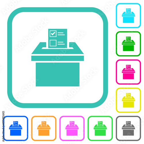 Voting paper and ballot box solid vivid colored flat icons