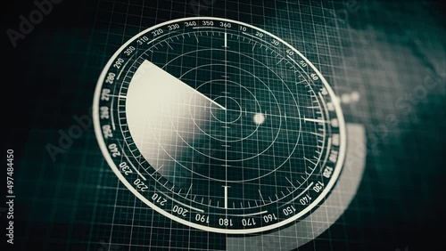 Motion graphic of gray color sonar radar screen searching an object with line digital technology background, Futuristic animation concept seamless loop video photo