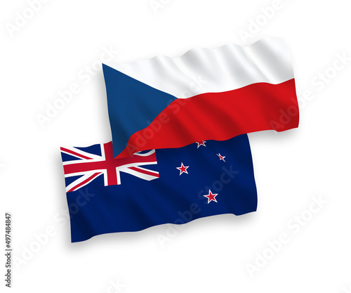 Flags of Czech Republic and New Zealand on a white background