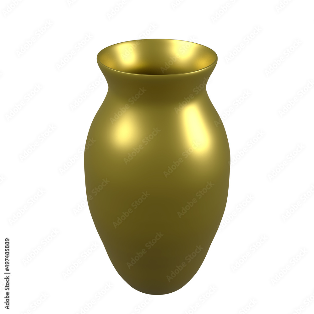 3D rendering isolated gold vase in white background 3D rendering isolated gold vase in white background