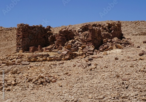 Ruins of ancient houses in the desert

