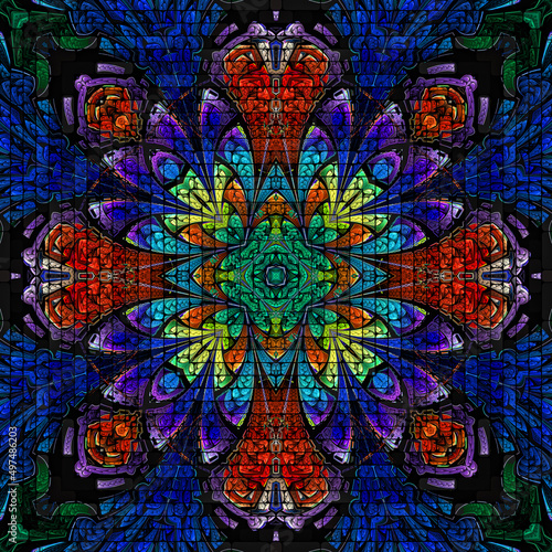 Wallpaper Mural 3d effect - abstract mosaic style geometric fractal pattern Torontodigital.ca
