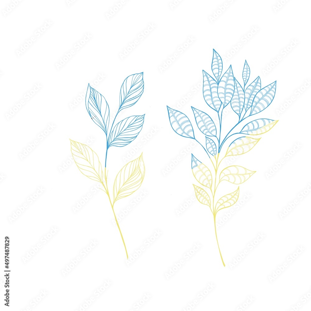 beautiful detailed sketch of plant. The idea of ​​a twig tattoo with leaves. detailed sketch of a twig with leaves