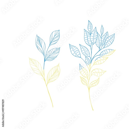 beautiful detailed sketch of plant. The idea of       a twig tattoo with leaves. detailed sketch of a twig with leaves