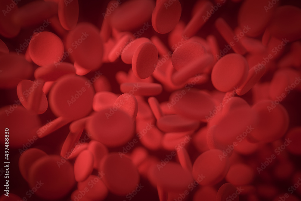 Blood disease banner template. Red blood cells 3d render background. Erythrocyte flow Blood disease banner template. Red blood cells 3d render background. Erythrocyte flow