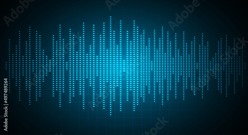 Sound waves oscillating dark light. audio equalizer background