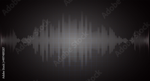 Sound waves oscillating dark light. audio equalizer background