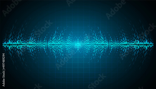 Sound waves oscillating dark light. audio equalizer background