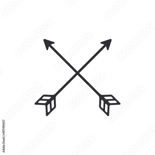 Hand drawn arrows. Black arrows. Cupid's arrow. Valentines day symbol. Hand drawn doodle. Love sign. Pointers arrows. Archery. Direction signs. Arrow with feather. Logo template. Vector arrows set. 