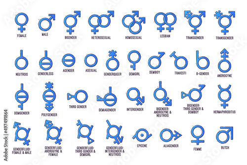 Gender symbols collections. Signs of sexual orientation. Vector