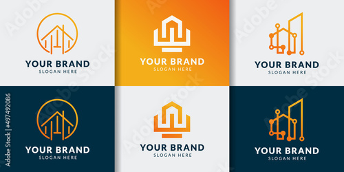 data technology house logo design inspiration collection