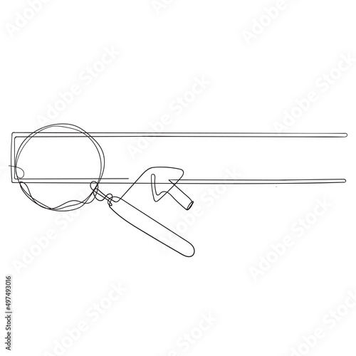 continuous line drawing magnifying glass and arrow cursor icon symbol for search illustration in contour line
