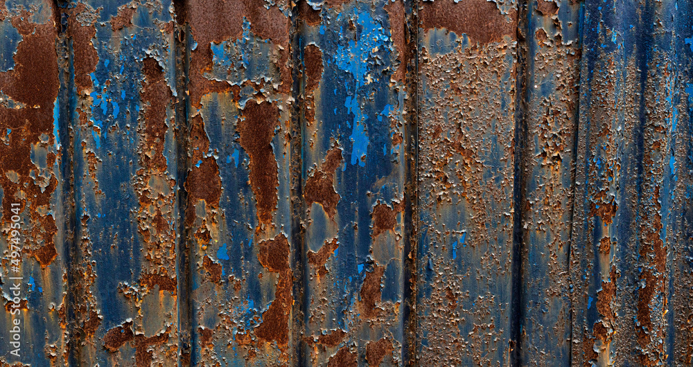 The texture of the fence from the old metal sheet. Sample of an old metal sheet. The texture of the fence from the old metal sheet. Sample of an old metal sheet.