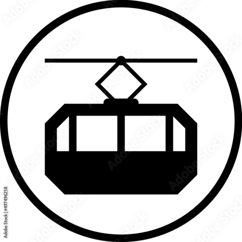 Cable way funicular car. Vector icon isolated