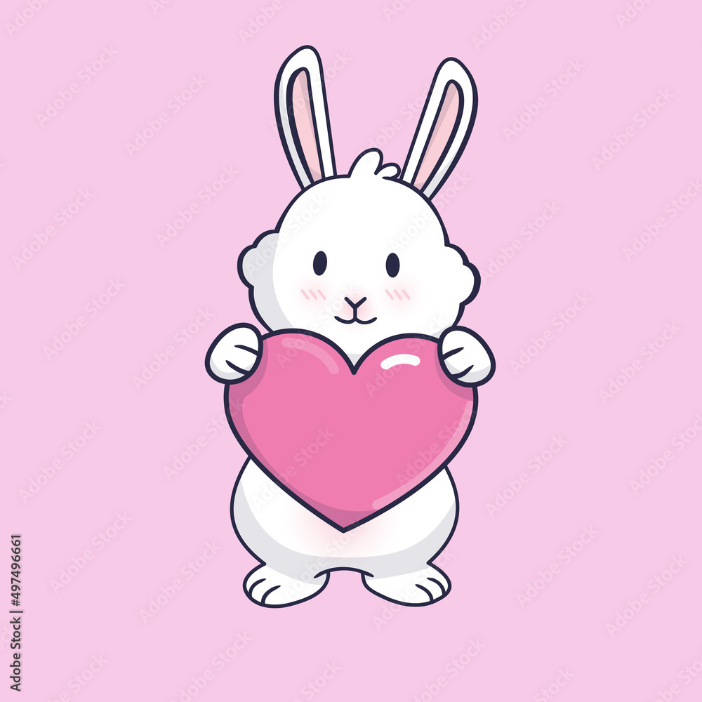 Happy rabbit, symbol of 2023 new year. Christmas bunny. Fluffy bunny with heart. Happy rabbit, symbol of 2023 new year. Christmas bunny. Fluffy bunny with heart.