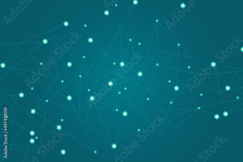 Network abstract connection isolated on blue background. Network technology background with dots and lines. Ai background. Modern abstract concept. Ai background vector, network technology