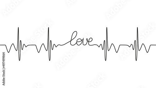 love lettering heartbeat design positive motivational optimist heart love.