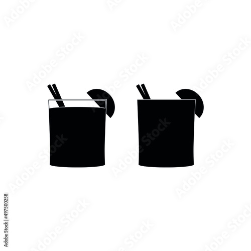 Cocktail small glass with sliced orange vector isolated.